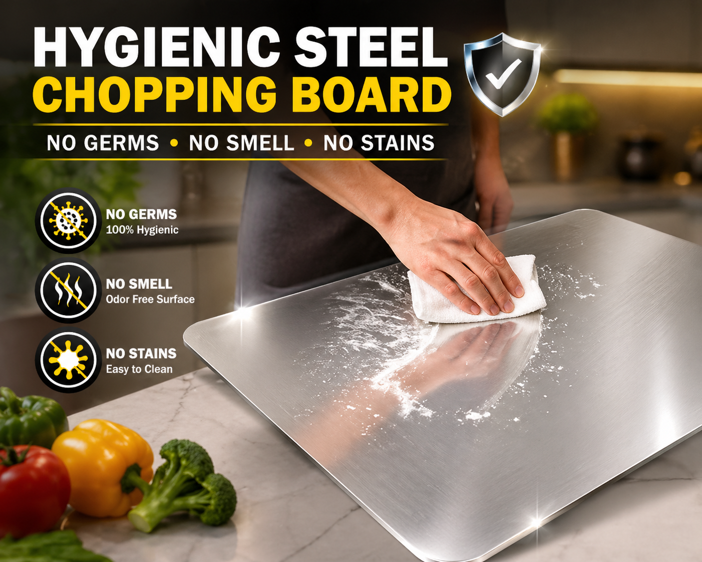 Hygienic Steel chopping  Board – Flat 50% OFF