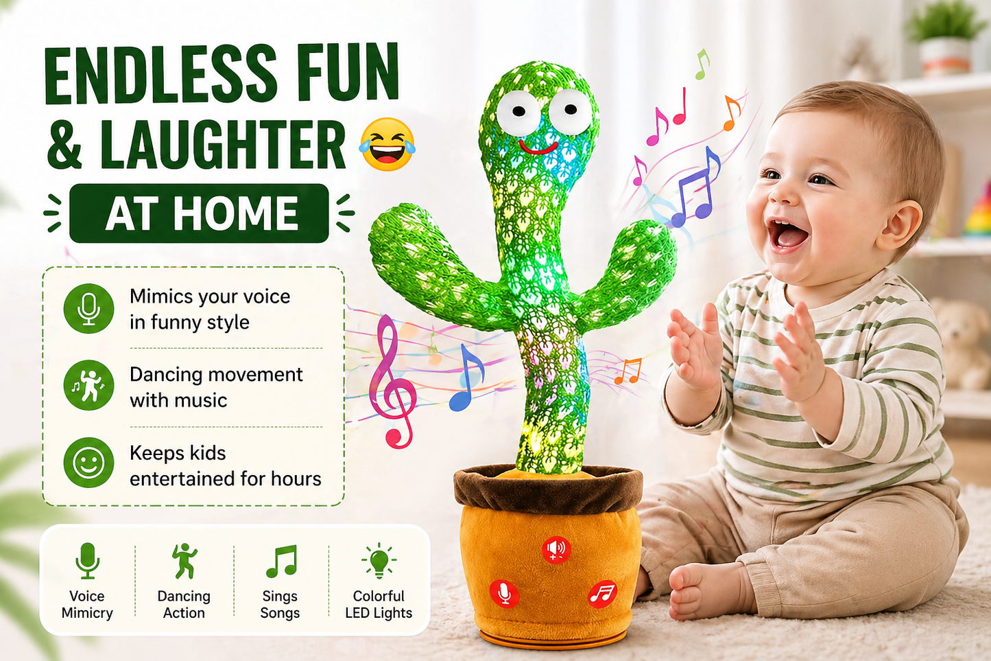 LED Musical Dancing & Mimicry Cactus Toy