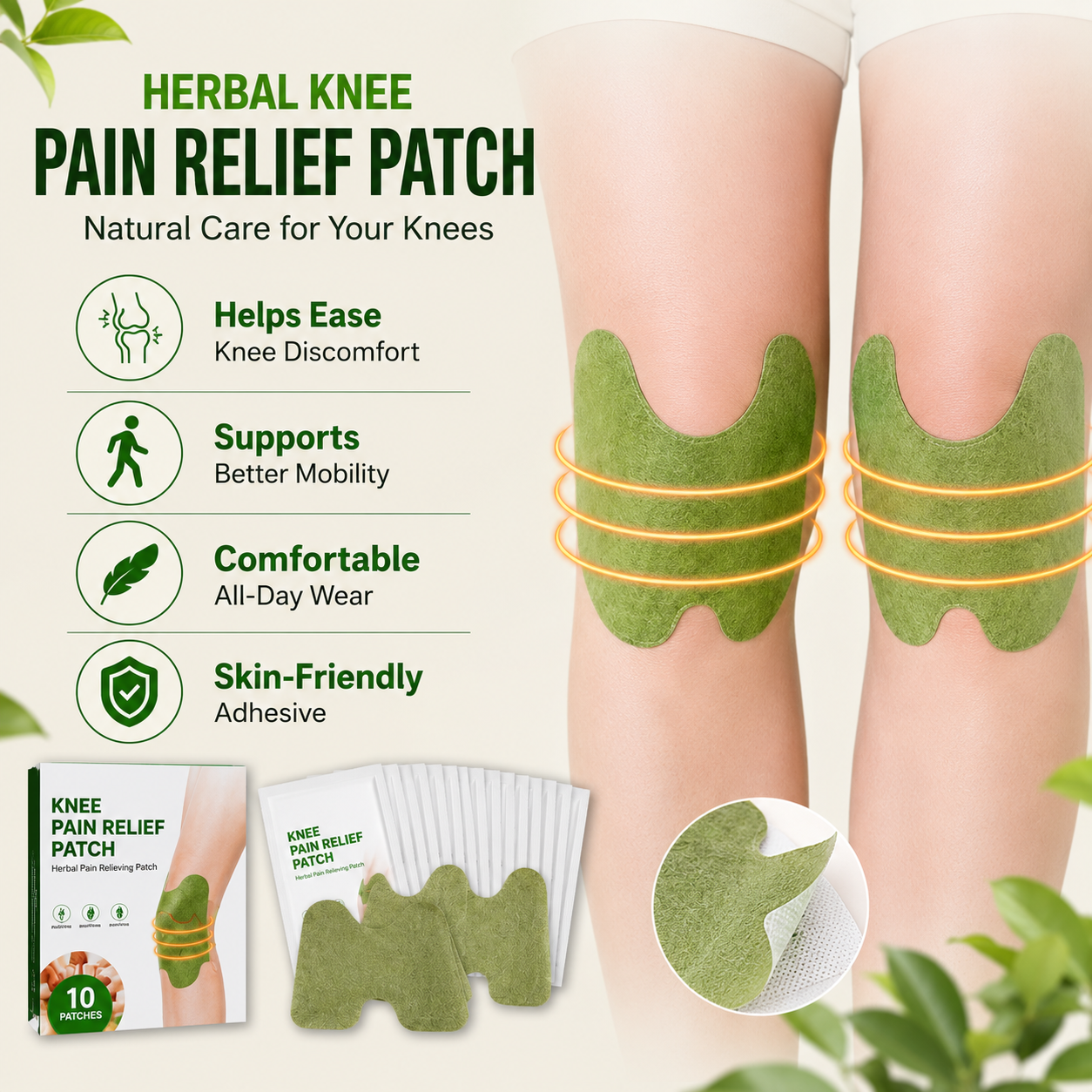 🌿 Herbal Knee Relief Patch Combo Pack 10+10 FREE ⚡