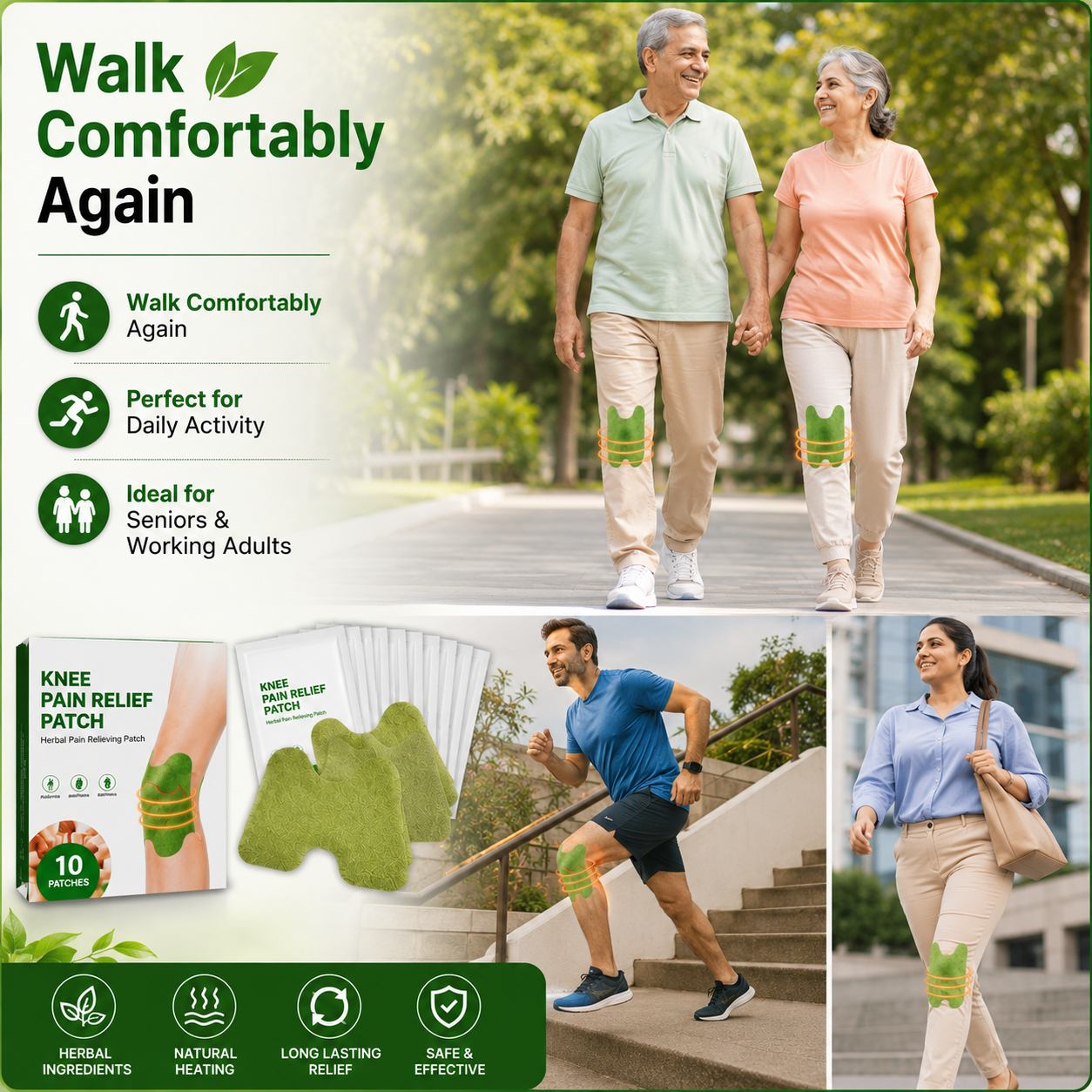 🌿 Herbal Knee Relief Patch Combo Pack 10+10 FREE ⚡
